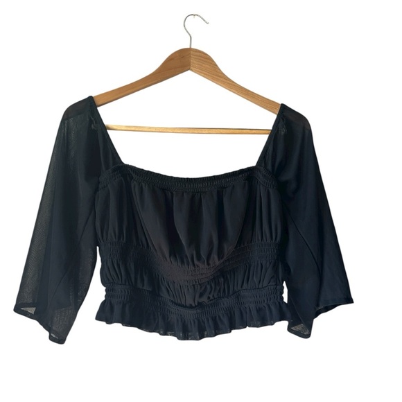 Express Black Ruffled Blouse - Picture 2 of 4